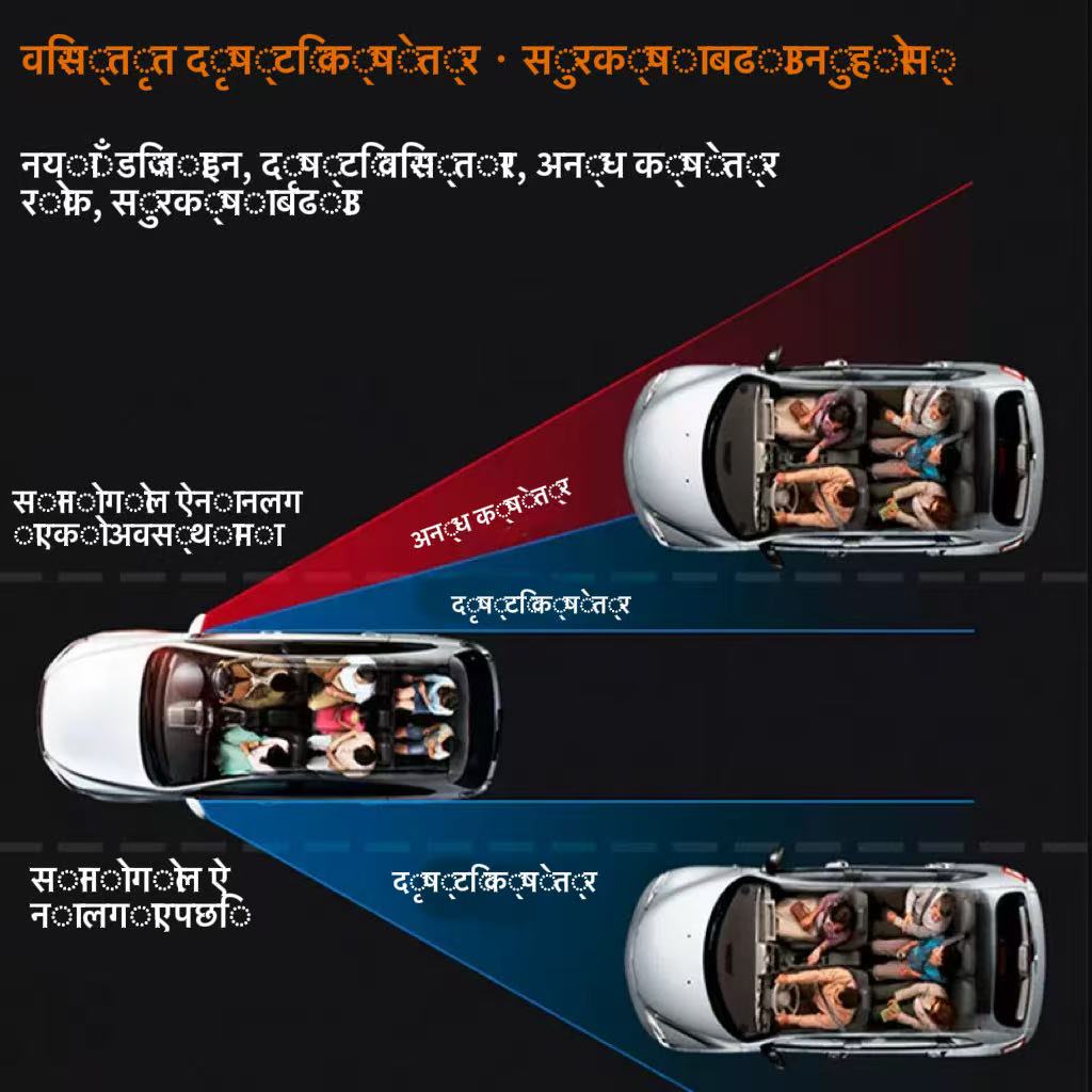 एचडी फ्रेमलेस समायोज्य गोल ब्लाइंड स्पट मिरर, कार साइड मिररको लागि रियर भ्यू वाइड-एंगल सहायक मिरर