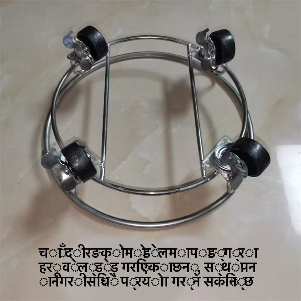 टेनलेस स्टील ग्यास सिलिण्डर मूवेबल स्ट्यान्ड, ब्रेकको साथ स्विभल व्हील, सार्वभौमिक ग्यास ट्यांक बेस, पानीको बाल्टी र सूप ब्यारेलको लागि मोबाइल ट्रे