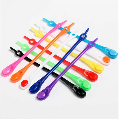 १२ पीस सिलिकोन जुत्ताको डोरी, गोलाकार लोचदार डोरी, सुरक्षित टाई नगर्ने प्रकार, पुरुष, महिला, बालबालिकाको लागि, सबै प्रकारका स्नीकरमा फिट हुने स्ट्र्याप जुत्ताको डोरी