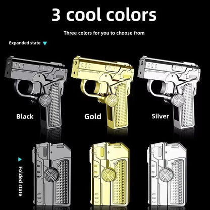 नयाँ शानदार जाइरो फोल्डिंग पिस्टल ग्यास लाइटर, फिंगरटिप हावाबाह्य, प्रेमीको लागि उपहार, रचनात्मक र मजेदार डिकम्प्रेसन सामान