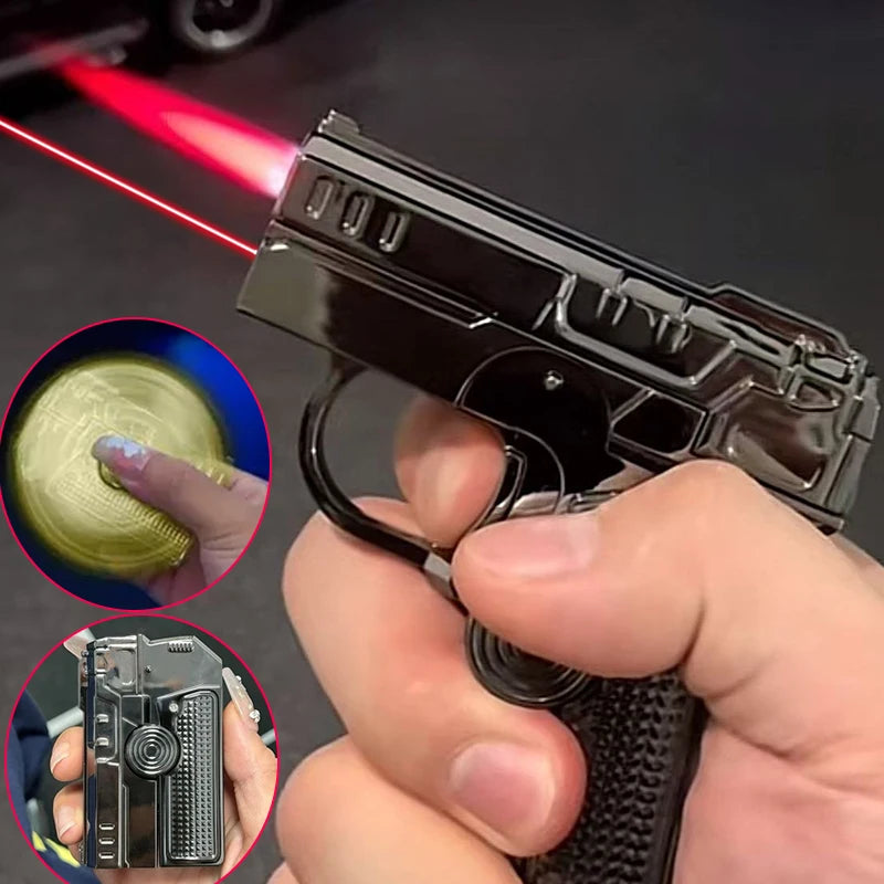 नयाँ शानदार जाइरो फोल्डिंग पिस्टल ग्यास लाइटर, फिंगरटिप हावाबाह्य, प्रेमीको लागि उपहार, रचनात्मक र मजेदार डिकम्प्रेसन सामान